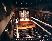 The University of Alabama's Moody Music Hall was the venue for the fourth Republican primary debate Moody Music Building Concert Hall.jpg