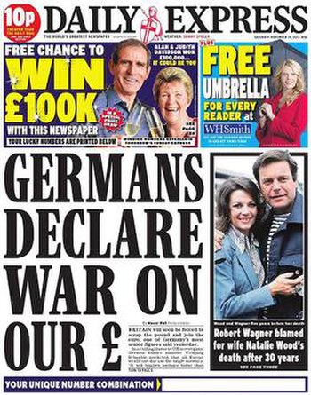 Front page of the Daily Express, one of Northe...