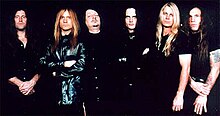 The Poets and Madmen touring lineup, 2001. (LtR: Jeff Plate, Chris Caffery, Jon Oliva, Damond Jiniya, Johnny Lee Middleton, Jack Frost)