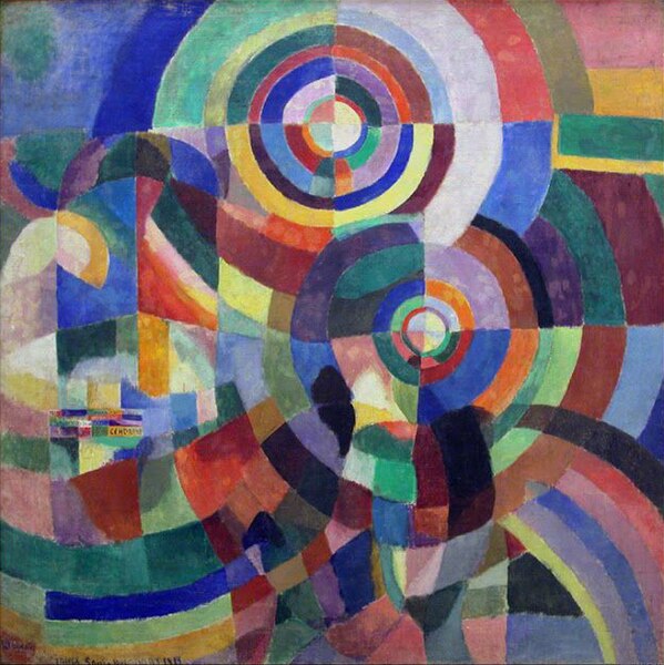 File:Sonia Delaunay, 1914, Prismes électriques, oil on canvas, 250 x 250 cm, Musée National d'Art Moderne.jpg