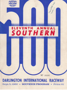 1960 Southern 500 program cover