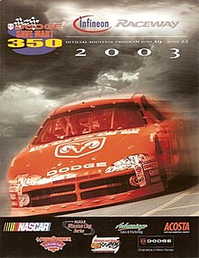 The 2003 Dodge/Save Mart 350 program cover.