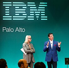 Keith Krach onstage with Ginni Rometty, CEO of IBM Ginni Rometty and Keith Krach.jpg