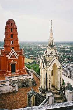 Picture taken from atop Khao Wang, in the palace compound, looking down on Phetchaburi