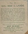 Major Reed G. Landis trading card 1934 (back)