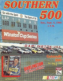 The 1988 Southern 500 program cover, featuring Dale Earnhardt.