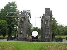 The great telescope of Birr Castle, the Leviathan of Parsonstown. Modern day remnants of the mirror and support structure. Great Telescope, Birr, Offaly 1.jpg