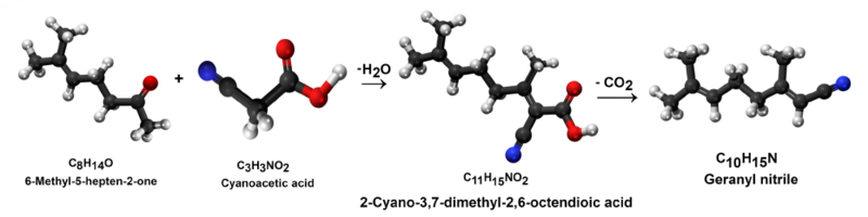 geranila acido ekde la 6-Metil-5-hepten-2-ketono