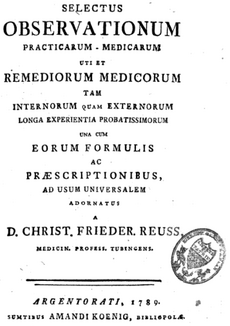 "Elektitaj observoj pri medicinaj praktikoj", verko eldonita en 1789.