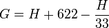 G=H+622-\frac{H}{33}