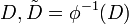 D, \tilde{D}=\phi^{-1}(D)