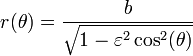 r (\theta )=\frac{b}{\sqrt{1-\varepsilon ^2
   \cos ^2(\theta )}}