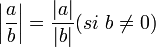 \left| \frac {a}{b}\right| =  \frac {|a|}{|b|} (si \ b \ne 0)