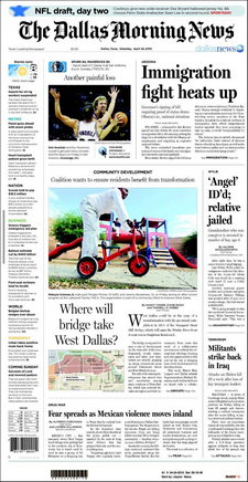 An example of a cover from The Dallas Morning News in 2010.