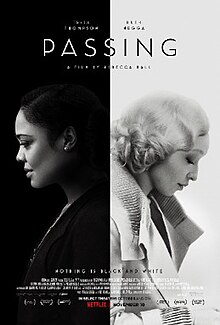 A poster divided in black and white with a woman on each side. Under them is the tagline, "Nothing is black and white."