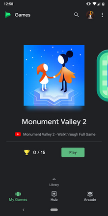 Screenshot of Google Play Games