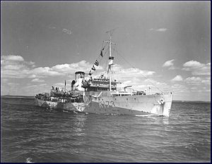 HMCS Weyburn, circa 1942-1943.