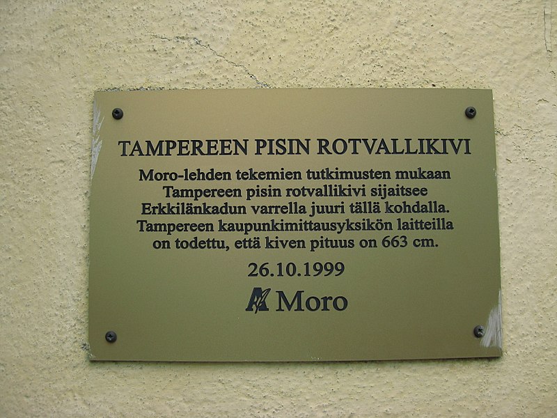 Tiedosto:Tampereen pisimman rotvallikiven muistolaatta.JPG