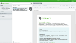 Kuvakaappaus Evernoten selainversiosta.