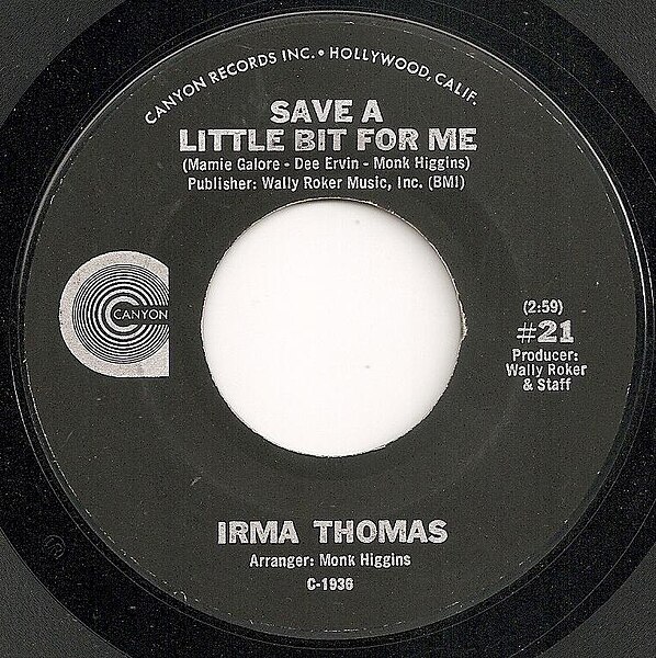 Tiedosto:Save a Little Bit for Me Irma Thomas.jpg