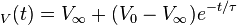 _ V(t)=V_{infty} +(V_0 - V_{infty} )e^{-t/tau} 