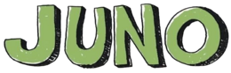 Les lettres J, U, N et O en grandes capitales, vert gris, ombrées.