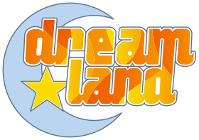Exemple de logo de Dreamland, les couleurs changent à chaque volume, et il y a deux étoiles au volume 20.