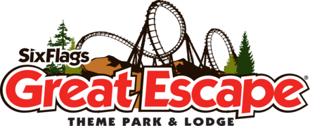 Logo de Six Flags Great Escape Theme Park & Lodge.