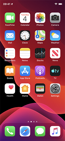 קובץ:IOS 13 Homescreen iPhone X.png