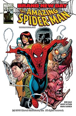 עטיפת החוברת The Amazing Spider-Man #558 ממאי 2008, אמנות מאת בארי קיטסון.