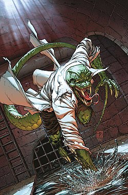 הלטאה, כפי שהוא מופיע על עטיפת החוברת Amazing Spider-Man #690 מיולי 2012, אמנות מאת מת'יו קלארק.