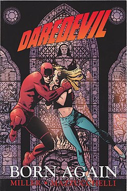 עטיפת האוגדן Daredevil: Born Again, אמנות מאת דייוויד מזוצ'לי.