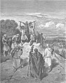 שנים עשר המרגלים חוזרים אל בני ישראל עם אשכול הענבים הכבד מאת גוסטב דורה
