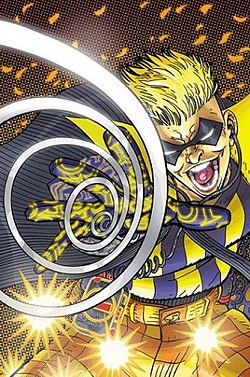 אקסל ווקר כטריקסטר, כפי שהופיע על עטיפת החוברת Final Crisis: Rogues' Revenge #3 מנובמבר 2008, אמנות מאת סקוט קולינס.