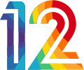 לוגו קשת 12 החל מ-14 בפברואר 2018, עם שינוי קטן בספרה 1 עם הפינה המעוגלת, ובספרה 2 עם אורך הקווים