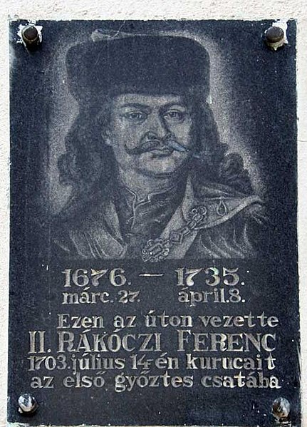 Fájl:II. Rákóczi Ferenc emléktáblája Tiszaújlakon.jpg