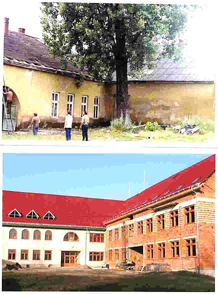Fájl:Tiszaújlaki 2. Sz. Középiskola épülete átépítés előtt és után (2003).jpg