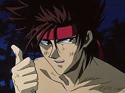 Szagara Szanoszuke a Ruróni Kensin anime 8. részében. (Eredeti sugárzás 1996. február 28.[1])