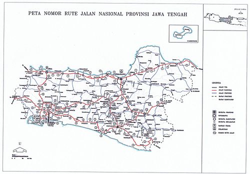 Peta Nomor Rute Jalan Nasional di Jawa Tengah.