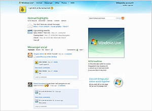 Cuplikan layar dari Windows Live Home.