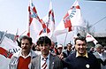 Umberto Bossi al primo raduno di Pontida del 1990