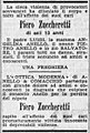 Il necrologio di Piero Zuccheretti sul Messaggero del 25 marzo 1944