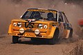 Markku Alén sulla Fiat 131 Abarth del team "4 Rombi Corse" al Rally di Sanremo 1980