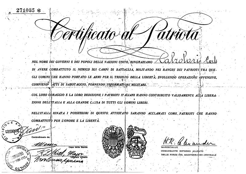 File:Carlo Calzolari certificato al patriota.jpg