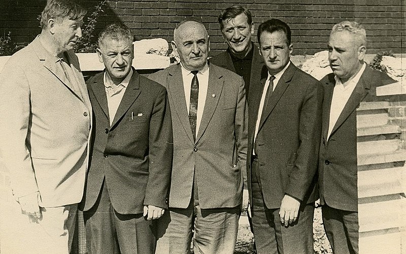 ფაილი:Left to right - Mikhail Yakushin, Boris Paichadze, David Tsomaia, Anatoly Akimov, Vakhtang Ramishvili, Sergo Sikharulidze.jpg