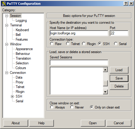 File:PuTTY showing login.toolforge.org login.png