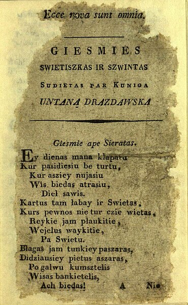 Vaizdas:Giesmies swietiszkas ir szwintas. Sudietas par kuniga Untana Drazdawska. - 1814.jpg