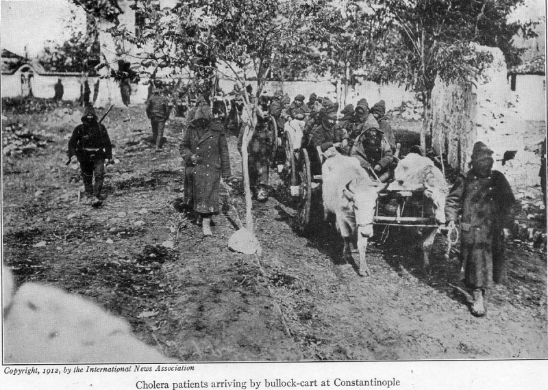 Attēls:With the conquered Turk (1913) cholera patients arriving.png