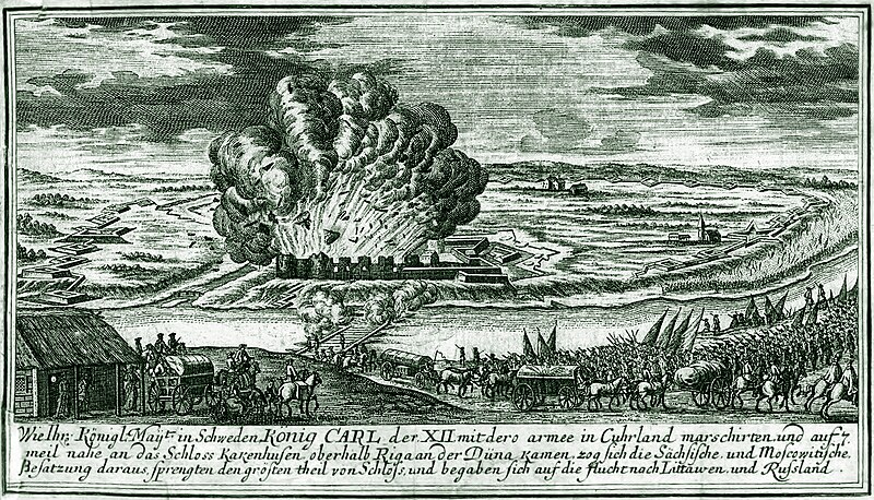 Attēls:Kokneses pils uzspridzināšana 1701. gada 25. jūlijā.jpg