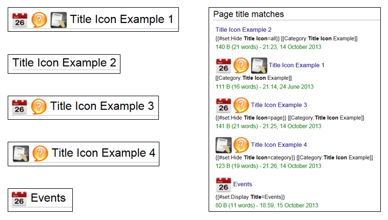 Display of examples for the Title Icon extension